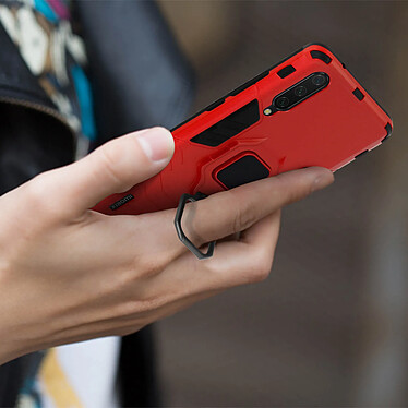 Avis Avizar Coque Xiaomi Mi 9 Lite Bi-matière Bague Métallique Support Vidéo Rouge