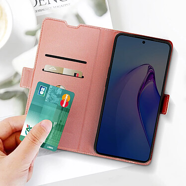 Avis Avizar Étui pour Oppo Reno 8 Pro 5G Portefeuille Support Finition Striée Ultra-Slim  Rose / Gris