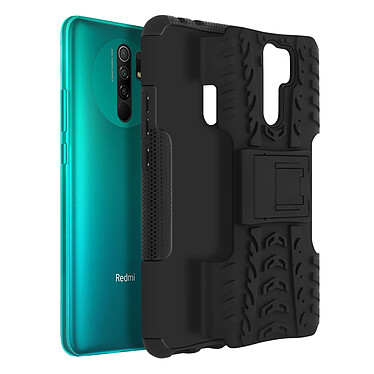 Avizar Coque Xiaomi Redmi 9 Protection Semi-rigide Antichoc Béquille Support Noir