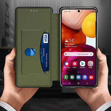 Acheter Avizar Étui Galaxy A71 Simili-Cuir Texturé Clapet Porte-carte Support Vidéo noir