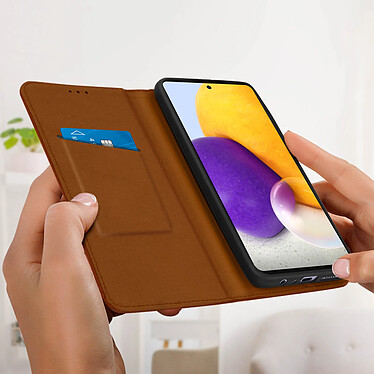 Acheter Avizar Étui Samsung Galaxy A72 Porte-carte Support Vidéo Cuir Véritable marron