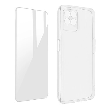 Avizar Coque Realme 8i Silicone Souple Film Verre Trempé 9H Transparent