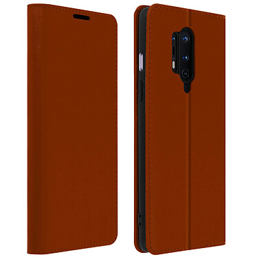 Avizar Étui OnePlus 8 Pro Cuir Véritable Porte cartes Support Vidéo marron