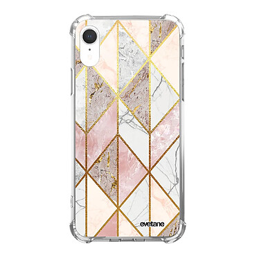 Evetane Coque iPhone Xr anti-choc souple angles renforcés transparente Motif Marbre Rose Losange