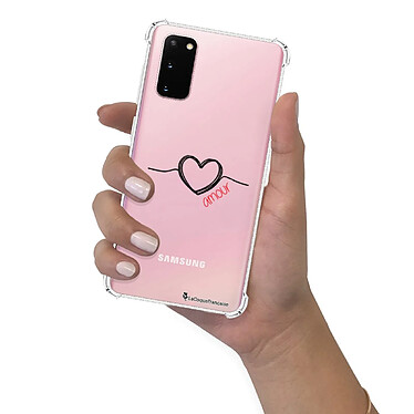 LaCoqueFrançaise Coque Samsung Galaxy S20 anti-choc souple angles renforcés transparente Motif Coeur Noir Amour pas cher