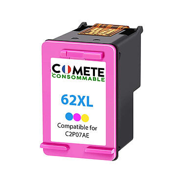 COMETE - 62XL - 1 cartouche compatible HP 62/HP 62XL - Couleur - Marque française