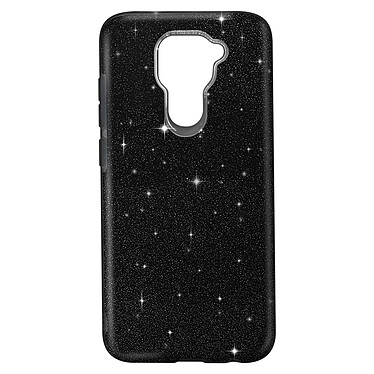 Avizar Coque Xiaomi Redmi Note 9 Paillette Amovible Silicone Semi-rigide Noir