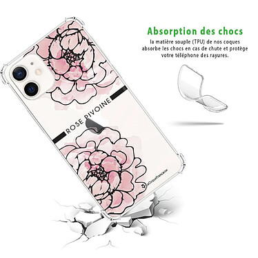 Avis LaCoqueFrançaise Coque iPhone 12 mini anti-choc souple angles renforcés transparente Motif Rose Pivoine