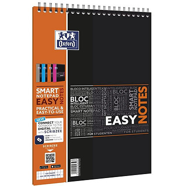 OXFORD Bloc Notes Spirale Easynotes Connecté 5x5 160p 210x315mm 4 perfos Aléatoire