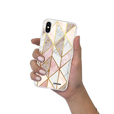 Evetane Coque iPhone X/Xs 360 intégrale Marbre Rose Losange Tendance pas cher