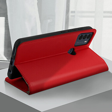 Acheter Avizar Housse Motorola Moto G50 Aspect Grainé Folio Stand Vidéo Rouge