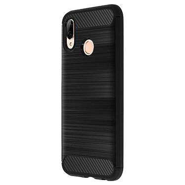 Avizar Coque Huawei P20 Lite coque silicone gel finition carbone et alu brossé Noir