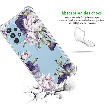 Avis LaCoqueFrançaise Coque Samsung Galaxy A52 Silicone antichocs Solides coins renforcés  transparente Motif Pivoines Violettes