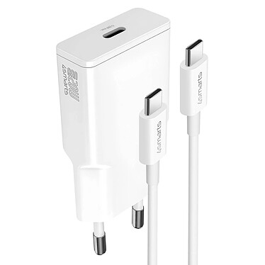 4smarts Chargeur Secteur USB-C GaN 20W Format Compact + Câble USB-C 60W Blanc