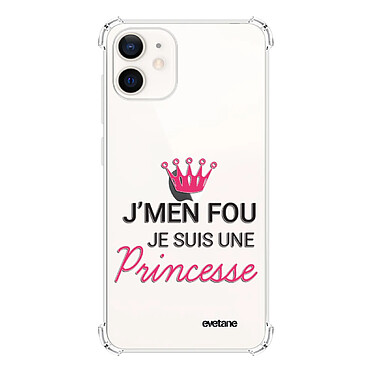 Evetane Coque iPhone 12 mini anti-choc souple angles renforcés transparente Motif Je suis une princesse