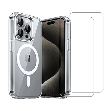 Acheter Evetane Coque iPhone 16 Pro Max transparente Motif Compatible Magsafe + 2 Vitres Protection ecran