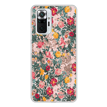 LaCoqueFrançaise Coque Xiaomi Redmi Note 10 Pro 360 intégrale transparente Motif Fleurs Beige et Rose Tendance