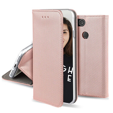 Jaym Étui Folio pour Apple iPhone 14 Plus Magnétique Fonction Stand Rose champagne