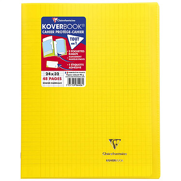 CLAIREFONTAINE Koverbook cahier piqué 24x32cm 48 pages grands carreaux Jaune