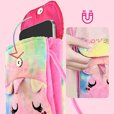 Avizar Pochette Bandoulière pour Smartphone en Tissu Design Licorne Dormant  Arc en Ciel pas cher