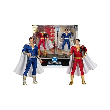 DC Multiverse - Pack de 2 figurines Shazam (Battle Damage) & Freddie Freeman (Gold Label) 18 cm pas cher