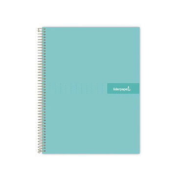 LIDERPAPEL Cahier spirale crafty A4 240p 90g quadrillé 5mm microperforé 4 trous -Turquoise