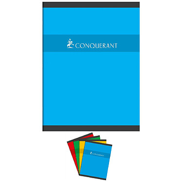 CONQUÉRANT Cahier piqué 24 x 32 cm 192 pages 70g grands carreaux coloris aléatoires