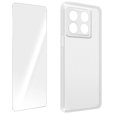 Avizar Coque pour Oneplus 10T Silicone Souple et Film Verre Trempé 9H  transparent