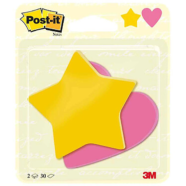 POST-IT Bloc-note adhésif Die-Cut 'Etoile & coeur'