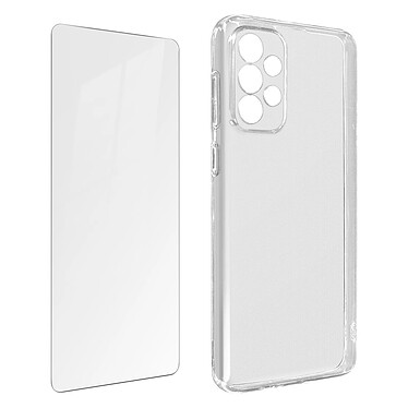 Avizar Coque pour Samsung Galaxy A73 Silicone Souple et Film Verre Trempé 9H  transparent