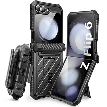 Supcase Coque Intégrale pour Samsung Z Flip 6 Antichoc avec Béquille Support Noir