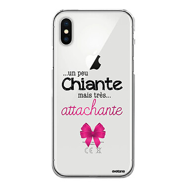 Evetane Coque iPhone X/Xs silicone transparente Motif Un peu chiante tres attachante ultra resistant