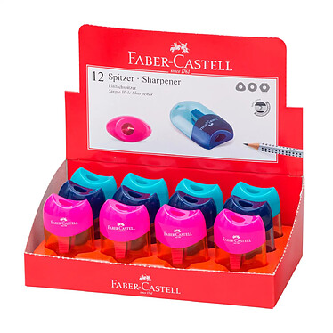 FABER-CASTELL Pack 12 Taille-crayon 1 usage Trend Coloris Aléatoire