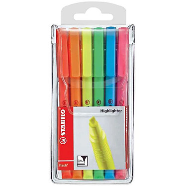 STABILO Etui de 6 Surligneurs de poche Flash Pointe Biseautée 1 - 3,5 mm Assortis x 5