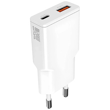 4smarts Chargeur Secteur USB-C GaN 20W + USB Format Compact Blanc