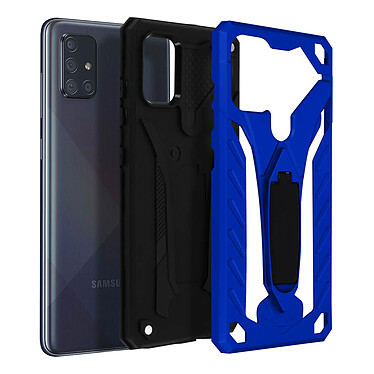 Avizar Coque Samsung Galaxy A71 Bi-matière Antichoc Béquille Fonction Support Bleu pas cher