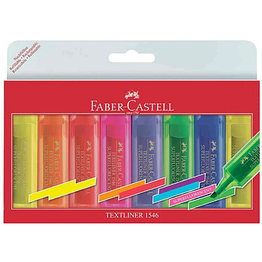 FABER-CASTELL Pochette de 8 (6+2 gratuits) surligneurs TEXTLINER 1546, pointe biseautée