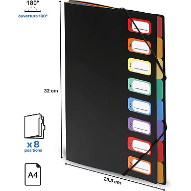 Acheter VIQUEL Trieur RAINBOW 8 compartiments à soufflet en polypro 5/10, noir