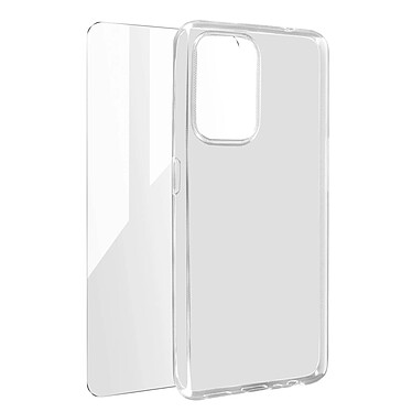 Avizar Coque Oppo A94 5G Silicone Souple Film Verre Trempé 9H Transparent