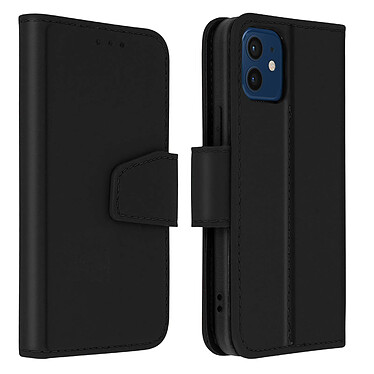 Avizar Housse iPhone 12 / 12 Pro Cuir Porte-carte Fonction Support Premium Noir