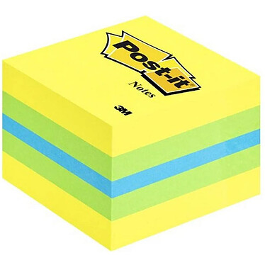 POST-IT Mini bloc cube 400 feuilles Repositionnables 5,1 x 5,1 cm Citron + bleu et vert