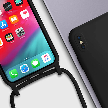 Avizar Coque Cordon pour iPhone X et XS Semi-rigide Lanière Tour du Cou 80cm  noir pas cher