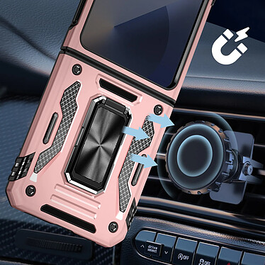 Avis Avizar Coque pour Samsung Galaxy Z Flip 6 Hybride Bague Support Magnétique Rose Champagne