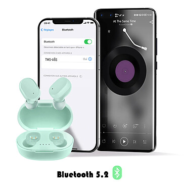 Acheter Écouteurs Bluetooth 5.2 avec Étui de Charge Autonomie 12 Heures Son Clair Vert