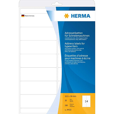 HERMA Boite de 280 Etiquettes 102x38 mm Coins Ronds Balnc