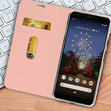 Avis Avizar Housse Google Pixel 3A XL Folio Rangement Carte Fonction Support rose gold