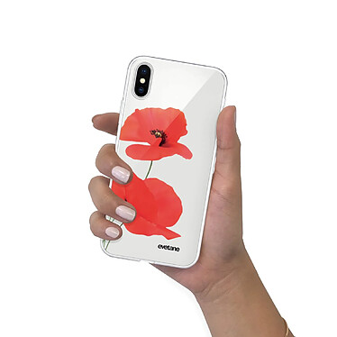 Evetane Coque iPhone X/Xs silicone transparente Motif Coquelicot ultra resistant pas cher