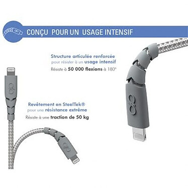 Avis Force Power Câble Ultra-renforcé USB A/Lightning 3m - 2.4A Gris