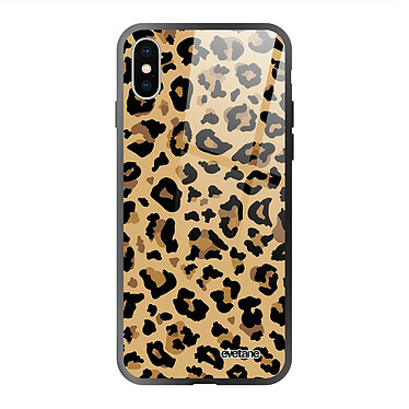 Evetane Coque en verre trempé iPhone Xs Max Léopard Beige