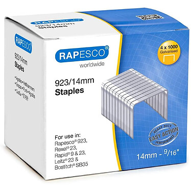 RAPESCO Lot de 4 Boites de 1000 Agrafes Galvanisées 923/14mm type 23